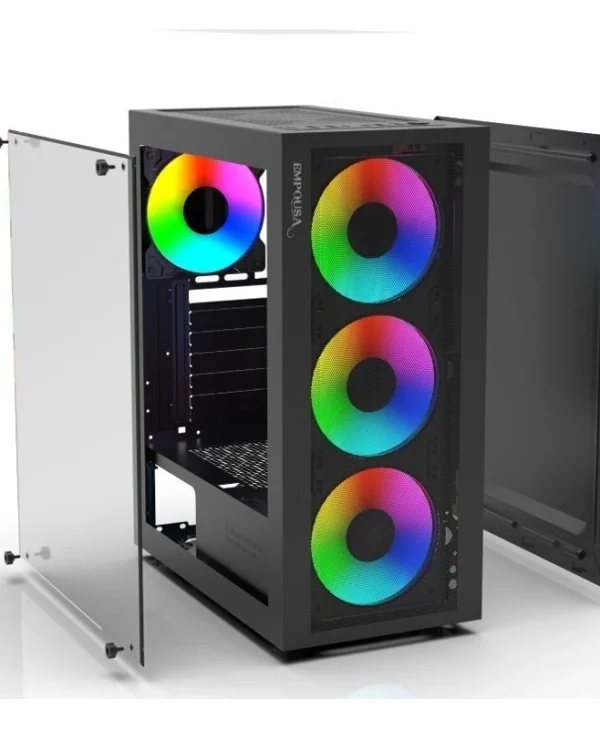 Inca EMG-15XN Midi Tower Κουτί Υπολογιστή με Πλαϊνό Παράθυρο και RGB Φωτισμό Μαύρο EMG-15XN