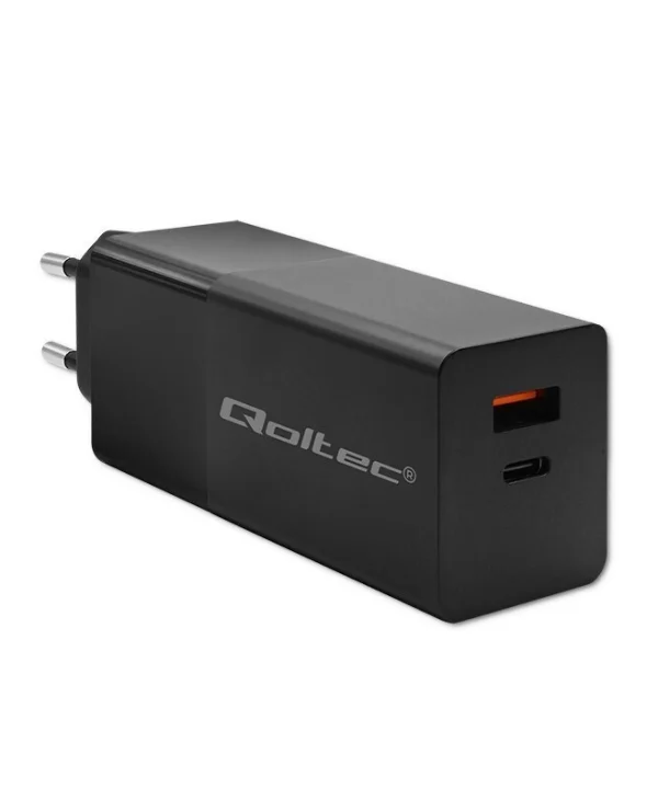 Qoltec Φορτιστής Χωρίς Καλώδιο GaN με Θύρα USB-A και Θύρα USB-C 100W Power Delivery Μαύρος (Power Pro)