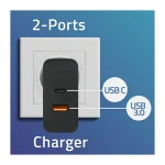Qoltec Φορτιστής Χωρίς Καλώδιο με Θύρα USB-A και Θύρα USB-C 90W Power Delivery Μαύρος (Super Quick) - Image 2