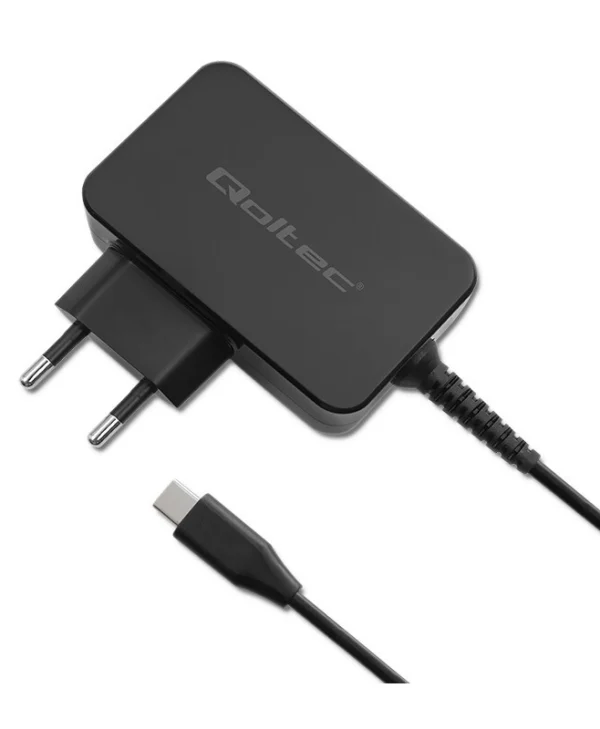 Qoltec Φορτιστής με Ενσωματωμένο Καλώδιο GaN USB-C 65W Μαύρος (Power Pro)