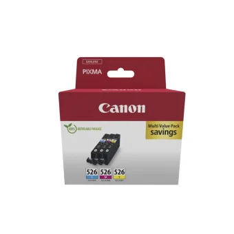 Canon CLI-526 Γνήσιο Πακέτο 3 Μελανιών Εκτυπωτή InkJet Κίτρινο / Κυανό / Ματζέντα (4541B018) 4541B018