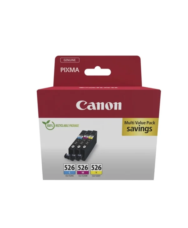 Canon CLI-526 Γνήσιο Πακέτο 3 Μελανιών Εκτυπωτή InkJet Κίτρινο / Κυανό / Ματζέντα (4541B018) 4541B018