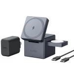 Anker Φορτιστής Magsafe 15W Γκρι (3-in-1 Cube)
