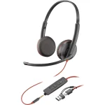 Poly Blackwire 3225 On Ear Multimedia Ακουστικά με μικρόφωνο και σύνδεση 3.5mm Jack / USB-C