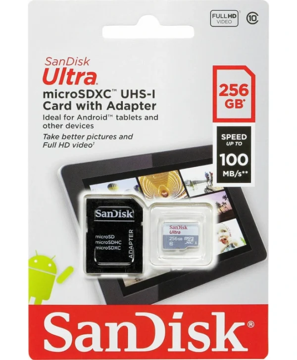 Sandisk Ultra microSDXC 256GB Class 10 V30 UHS-I με αντάπτορα