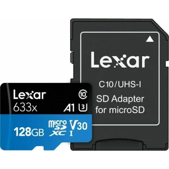 Lexar High-Performance 633x microSDXC 128GB Class 10 U3 V30 A1 UHS-I με αντάπτορα