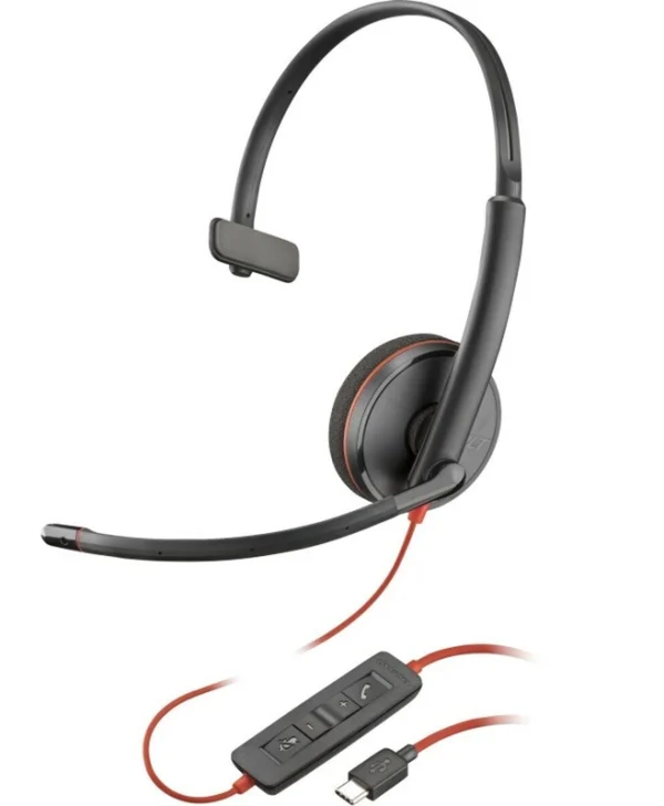 Poly Blackwire 3210 On Ear Multimedia Ακουστικά με μικρόφωνο και σύνδεση USB-A / USB-C