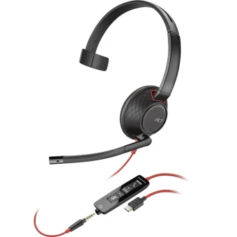 Plantronics Blackwire C5210 USB-C On Ear Multimedia Ακουστικά με μικρόφωνο και σύνδεση 3.5mm Jack / USB-A