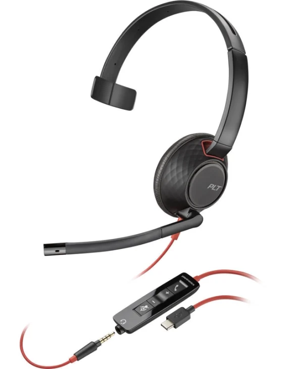 Plantronics Blackwire C5210 USB-C On Ear Multimedia Ακουστικά με μικρόφωνο και σύνδεση 3.5mm Jack / USB-A