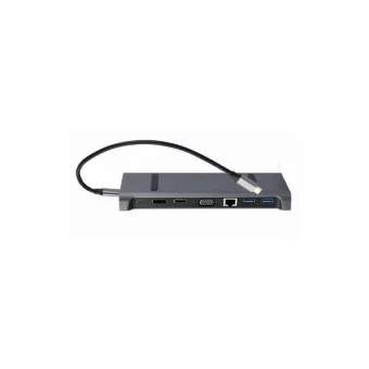 Cablexpert USB-C Docking Station με HDMI/DisplayPort 4K PD Ethernet Γκρι (A-CM-COMBO9-02) A-CM-COMBO9-02