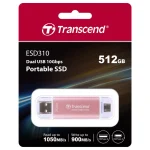 Transcend Esd310p 512GB USB 3.2 SSD Stick με σύνδεση USB-A & USB-C Ροζ - Image 4