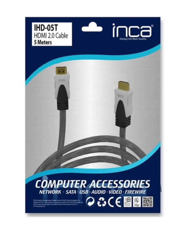Inca HDMI 2.0 Cable HDMI male - HDMI male 5m Μαύρο