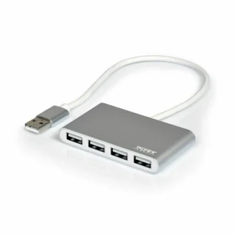 Port Designs USB 2.0 Hub 4 Θυρών με σύνδεση USB-A Ασημί