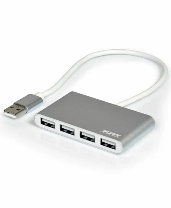 Port Designs USB 2.0 Hub 4 Θυρών με σύνδεση USB-A Ασημί