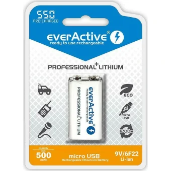 everActive Professional Επαναφορτιζόμενη Μπαταρία 9V Li-ion 500mAh 1τμχ