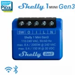 Shelly 1 Mini Gen 3 Smart Ενδιάμεσος Διακόπτης Wi-Fi σε Μπλε Χρώμα