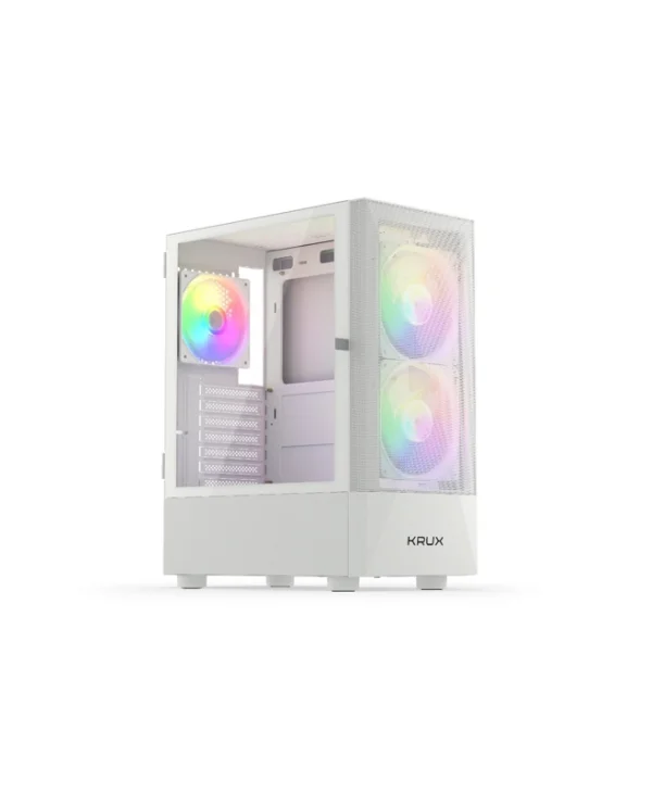 Krux Vako Gaming Midi Tower Κουτί Υπολογιστή με Πλαϊνό Παράθυρο και RGB Φωτισμό Λευκό