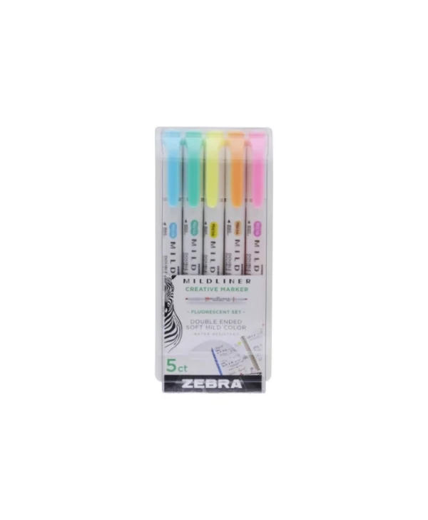 Zebra Μαρκαδόροι Σχεδίου Fluorescent Set Σετ 5 χρώματα