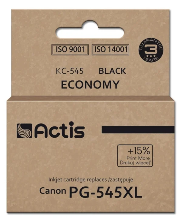 Actis Kc-545 Συμβατό Μελάνι Εκτυπωτή InkJet Canon PG-545XL 207 Σελίδων 15ml Μαύρο 1τμχ