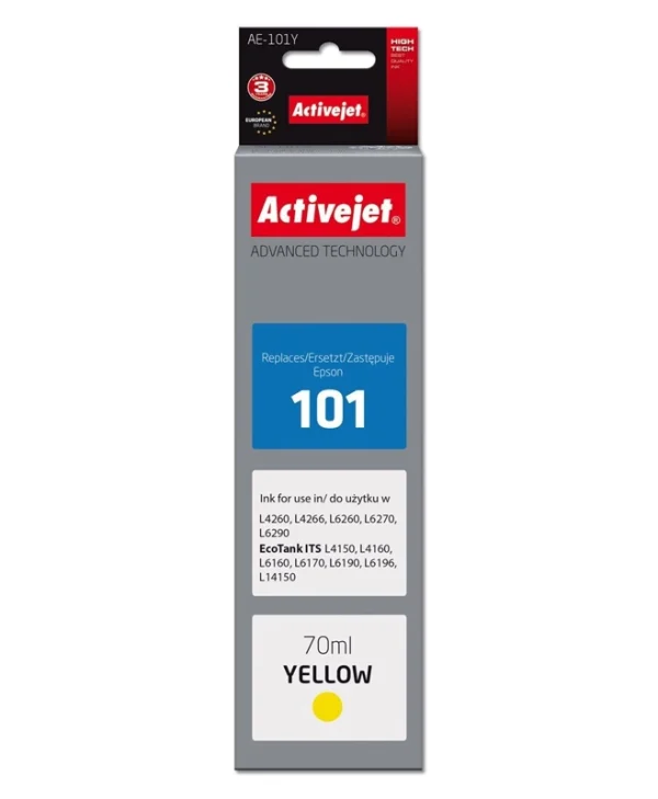 Active Jet Συμβατό Μελάνι Εκτυπωτή InkJet Epson 101 70ml Κίτρινο 1τμχ