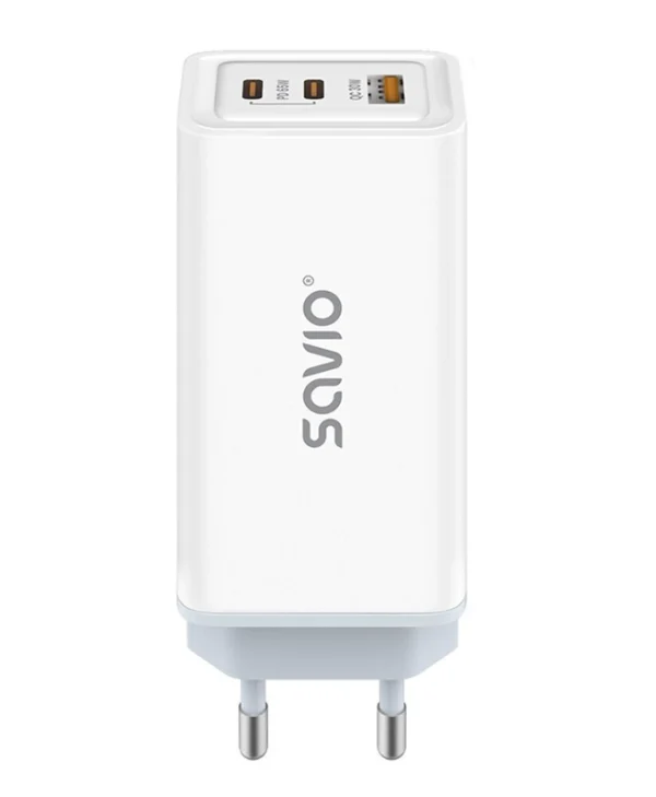 Savio Φορτιστής Χωρίς Καλώδιο με Θύρα USB-A και 2 Θύρες USB-C 65W Power Delivery / Quick Charge 3.0 Λευκός (LA-07) LA-07