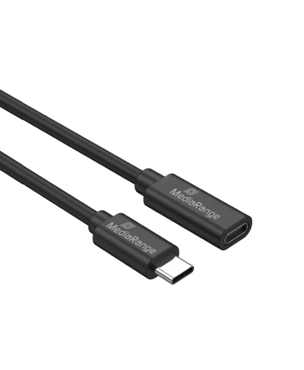 MediaRange USB Καλώδιο Επέκτασης USB‑C Male to USB‑C Female 2m 3.2 Gen 1 5Gbps PD 60W Μαύρο MRCS245