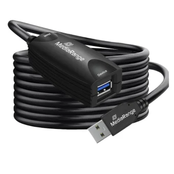 MediaRange Ενεργό Καλώδιο Επέκτασης USB-A Male to USB-A Female 5Gbps με Repeater 3.0 5m Μαύρο MRCS242