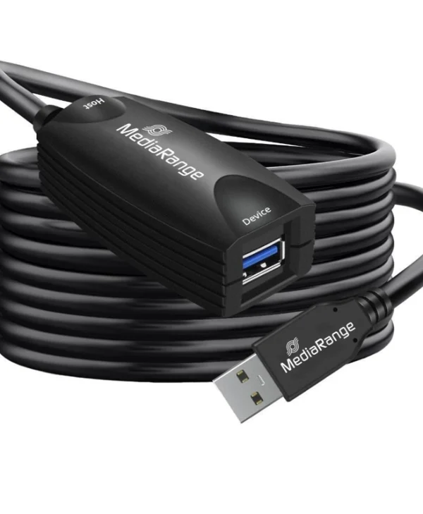 MediaRange Ενεργό Καλώδιο Επέκτασης USB-A Male to USB-A Female 5Gbps με Repeater 3.0 5m Μαύρο MRCS242