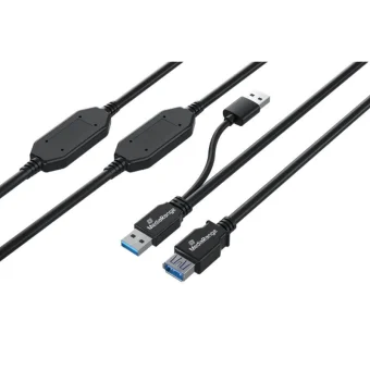MediaRange Ενεργό Καλώδιο Επέκτασης USB 3.0 2x USB-A Male to 1x USB-A female 5Gbps 2xRepeaters Μαύρο MRCS244