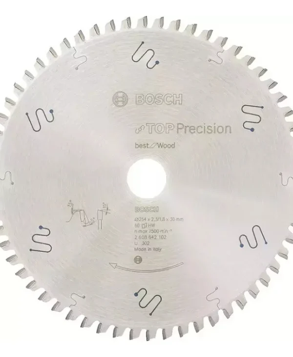 Bosch Top Precision Δίσκος Κοπής Ξύλου με 60 Δόντια 254mm