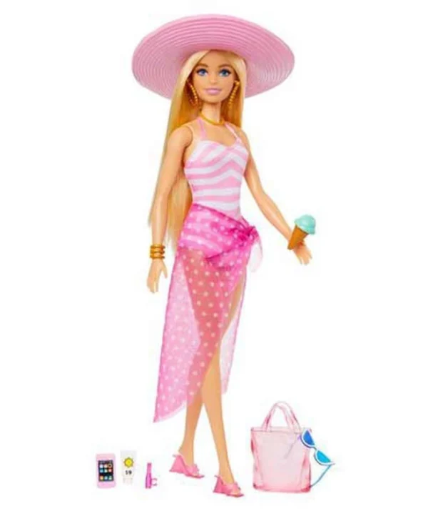 Barbie Beach Glam με Αξεσουάρ Κούκλα για 3+ ετών+ Ετών 30εκ. (Διάφορα Σχέδια) 1τμχ