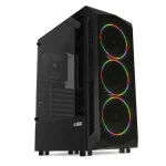 iBox Lupus 27 Gaming Midi Tower Κουτί Υπολογιστή με Πλαϊνό Παράθυρο και RGB Φωτισμό Μαύρο