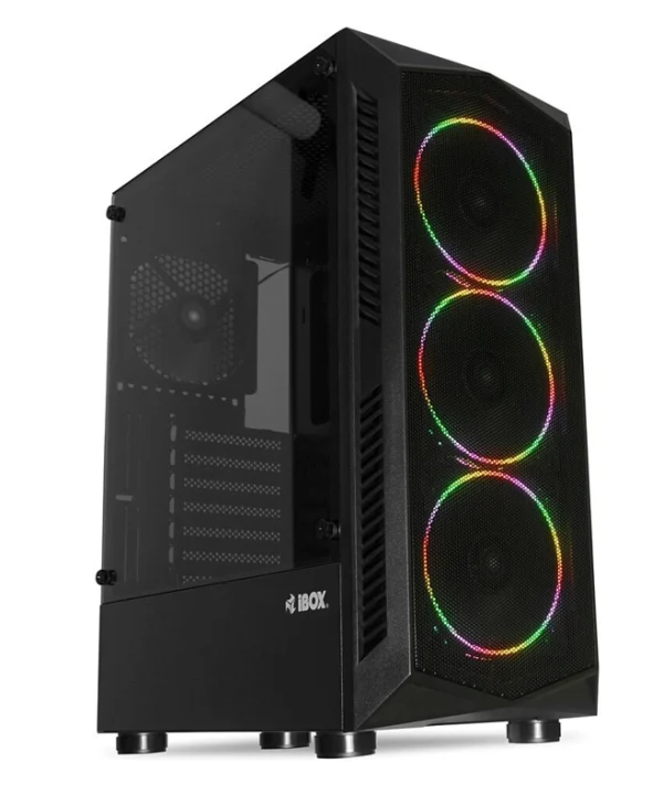 iBox Lupus 27 Gaming Midi Tower Κουτί Υπολογιστή με Πλαϊνό Παράθυρο και RGB Φωτισμό Μαύρο