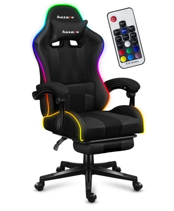 Huzaro Force 4.7 Καρέκλα Gaming Δερματίνης με RGB Φωτισμό και Υποπόδιο Grey Mesh