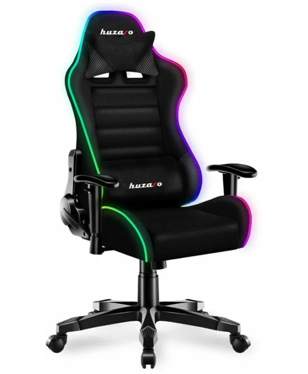 Huzaro Ranger 6.0 Child RGB Mesh Καρέκλα Gaming Δερματίνης με Ρυθμιζόμενα Μπράτσα και RGB Φωτισμό Μαύρη
