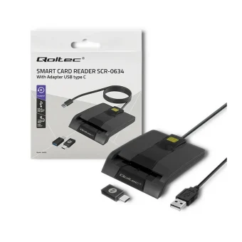 Qoltec Intelligent Smart ID Chip SCR-0634 Card Reader USB 3.2 Type-C για SmartCard