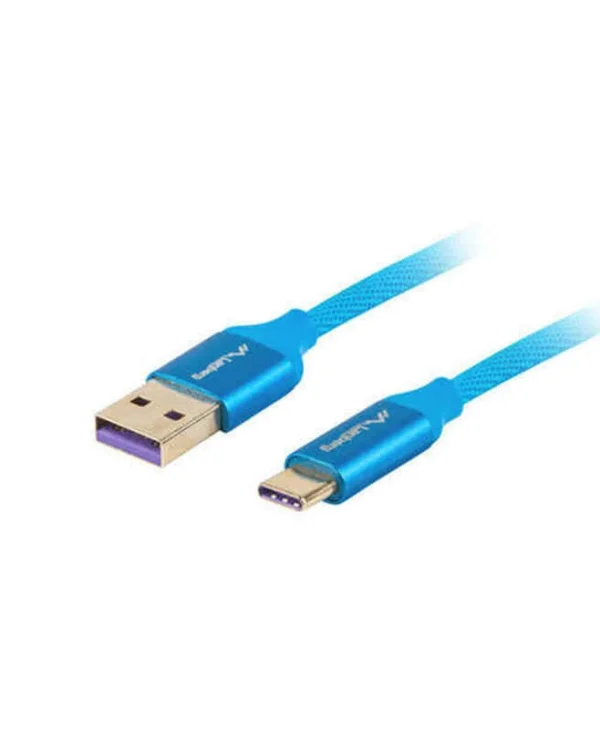 Lanberg Braided USB 2.0 Cable USB-C male - USB-A male Μπλε 1m (CA-USBO-21CU-0010-BL) CA-USBO-21CU-0010-BL