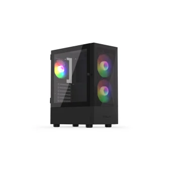 Krux Vako Gaming Midi Tower Κουτί Υπολογιστή με Πλαϊνό Παράθυρο και RGB Φωτισμό Μαύρο
