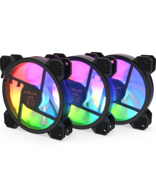 Krux Lunar 120 Case Fan με ARGB Φωτισμό και Σύνδεση 3-Pin 3τμχ