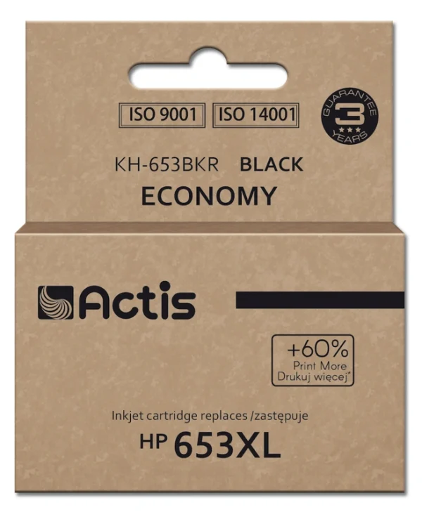 Actis Συμβατό Μελάνι Εκτυπωτή InkJet HP 653XL 3YM75AE 575 Σελίδων 20ml Μαύρο 1τμχ