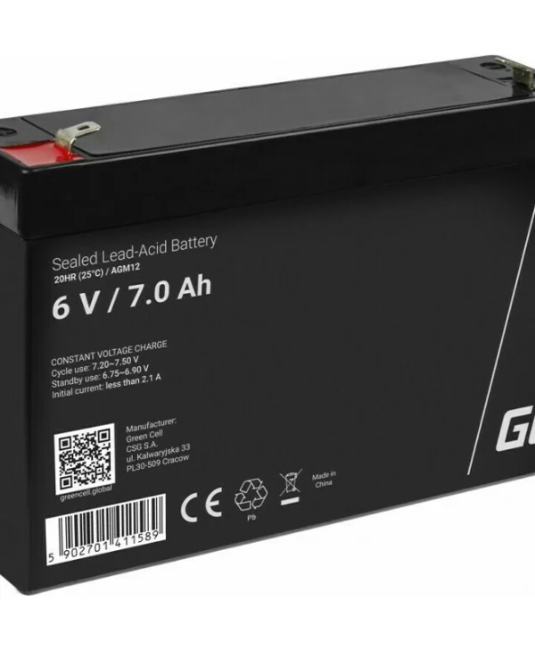 Green Cell Μπαταρία UPS με Χωρητικότητα 7Ah και Τάση 6V AGM12 1τμχ AGM12