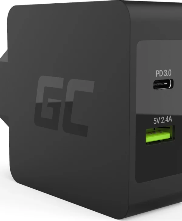 Green Cell Φορτιστής Χωρίς Καλώδιο με Θύρα USB-A και Θύρα USB-C 45W Power Delivery / Quick Charge 3.0 Μαύρος (CHAR10) CHAR10