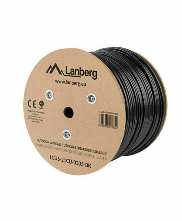 Lanberg U/UTP Cat.6 Καλώδιο Δικτύου Ethernet χωρίς ακροδέκτες 305m Μαύρο 1τμχ