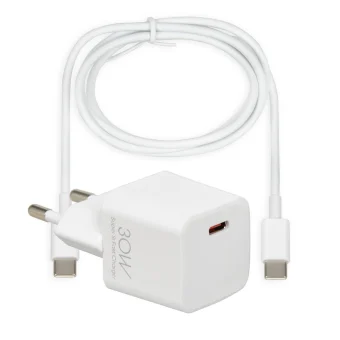 iBox Φορτιστής με Θύρα USB-C και Καλώδιο USB-C 30W Power Delivery Λευκός (C-38)