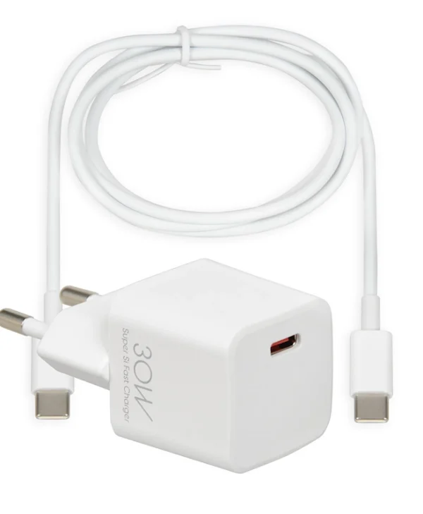 iBox Φορτιστής με Θύρα USB-C και Καλώδιο USB-C 30W Power Delivery Λευκός (C-38)