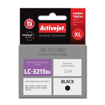 Active Jet Συμβατό Μελάνι Εκτυπωτή InkJet Brother LC-3213BK 11ml Μαύρο 1τμχ