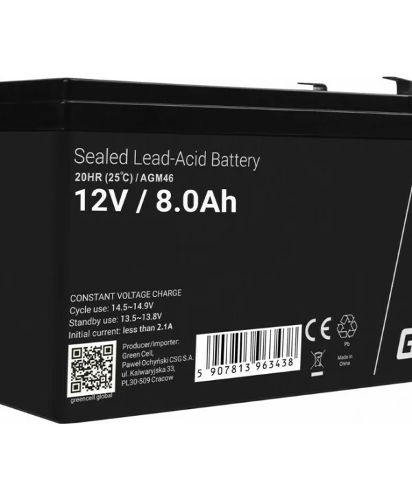 Green Cell Μπαταρία UPS με Χωρητικότητα 8Ah και Τάση 12V AGM46 1τμχ AGM46