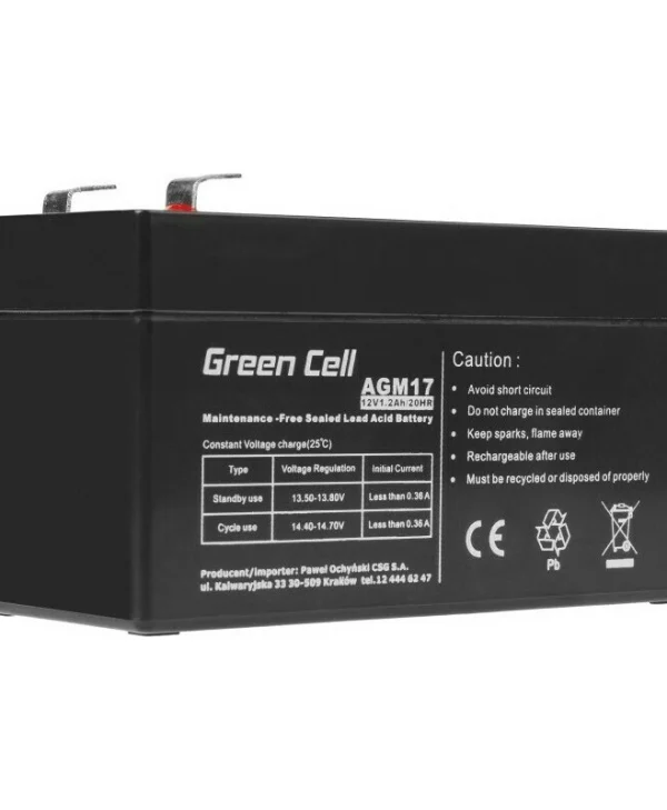 Green Cell Μπαταρία UPS με Χωρητικότητα 1.2Ah και Τάση 12V AGM17 1τμχ AGM17