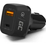 Green Cell Φορτιστής Αυτοκινήτου 24W 3.6A Γρήγορης Φόρτισης με Θύρες: 1xUSB 1xType-C Μαύρος