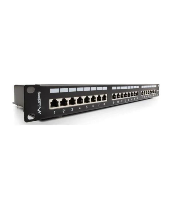 Lanberg Patch Panel Shielded για Rack 1U 19" 24 Θυρών cat5e Μαύρο